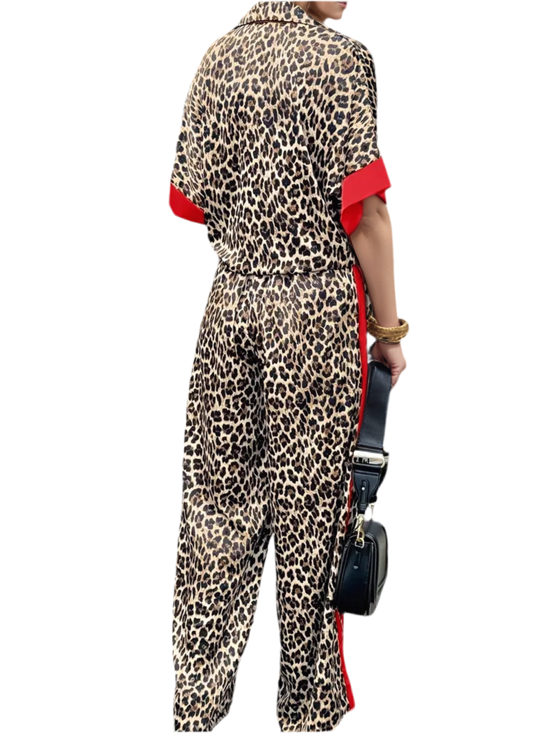 Conjunto Leopardo Print  Manga Curta - Marminna Fashion