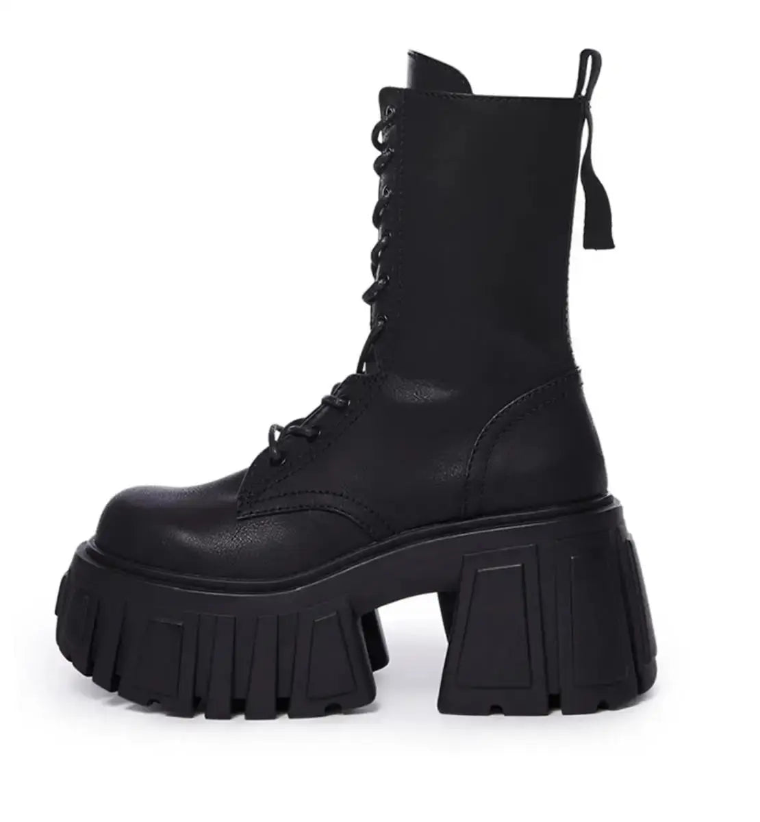 Bota Estilo Militar Preta Com Plataforma | Marminna Fashion