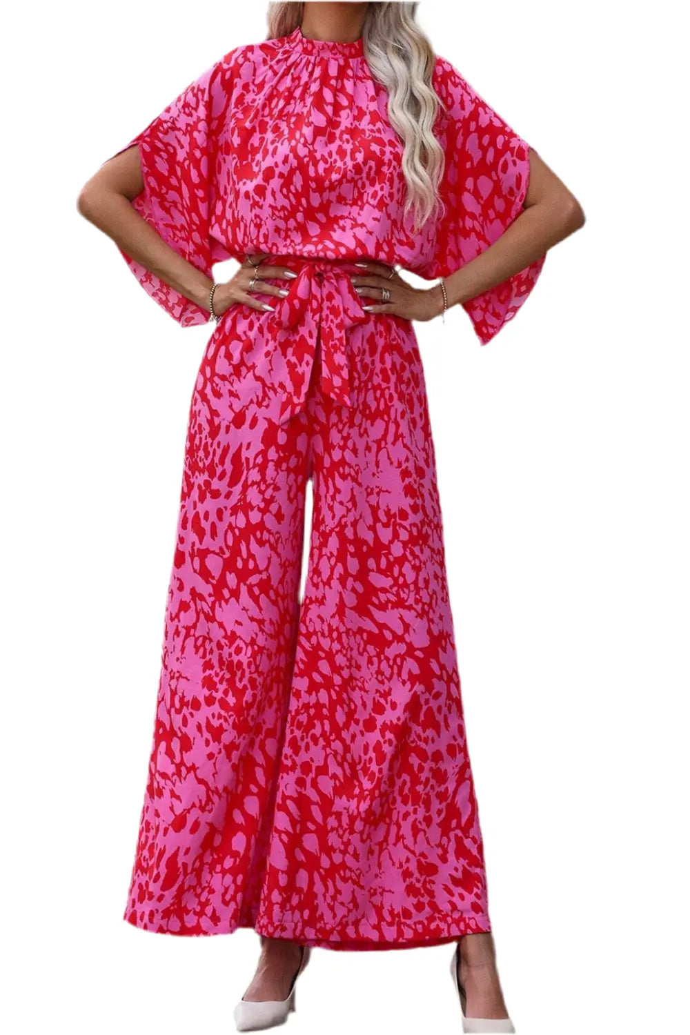 Macacão Leopardo Rosa e Wide Leg - Marminna Fashion