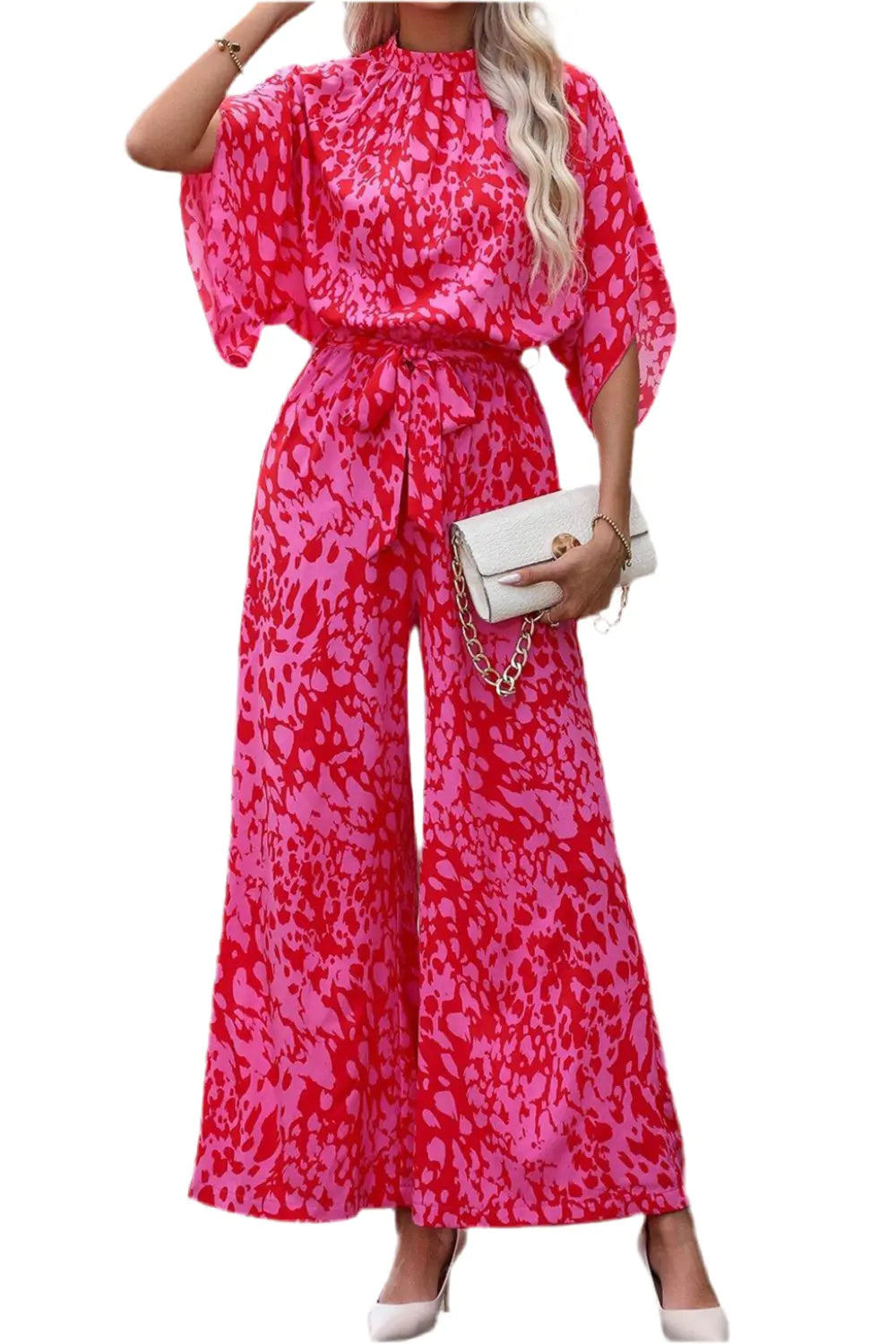 Macacão Leopardo Rosa e Wide Leg - Marminna Fashion