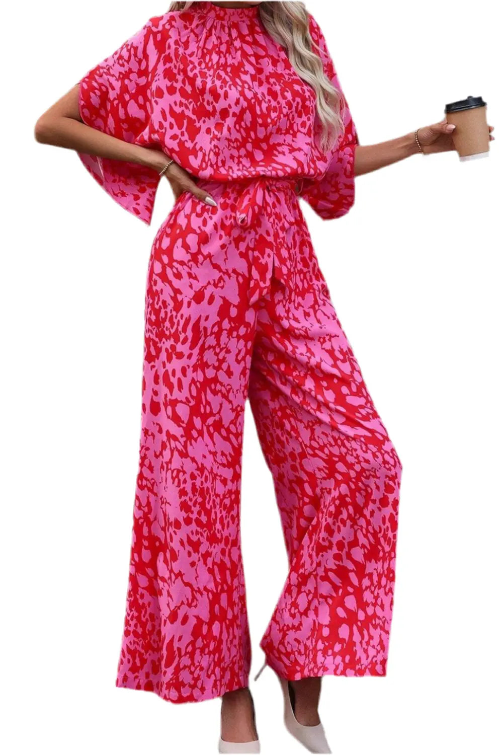 Macacão Leopardo Rosa e Wide Leg - Marminna Fashion