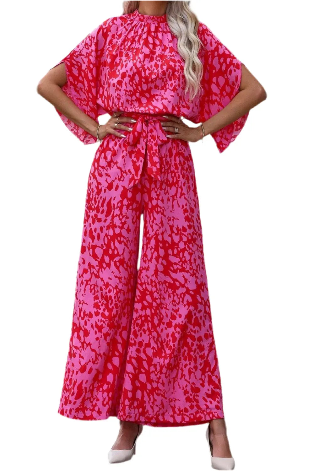 Macacão Leopardo Rosa e Wide Leg - Marminna Fashion